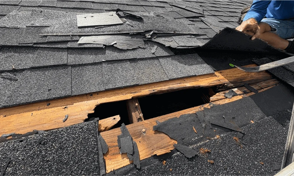 Florida home with visible repair issues like roof damage Florida home with visible repair issues like roof damage